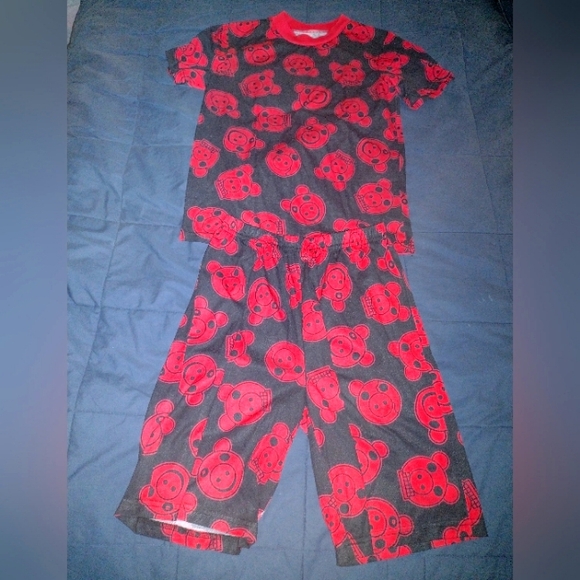 Piggy Red and Black Short and Tee Shirt Pajama Set Size M(8-10) - Picture 1 of 7